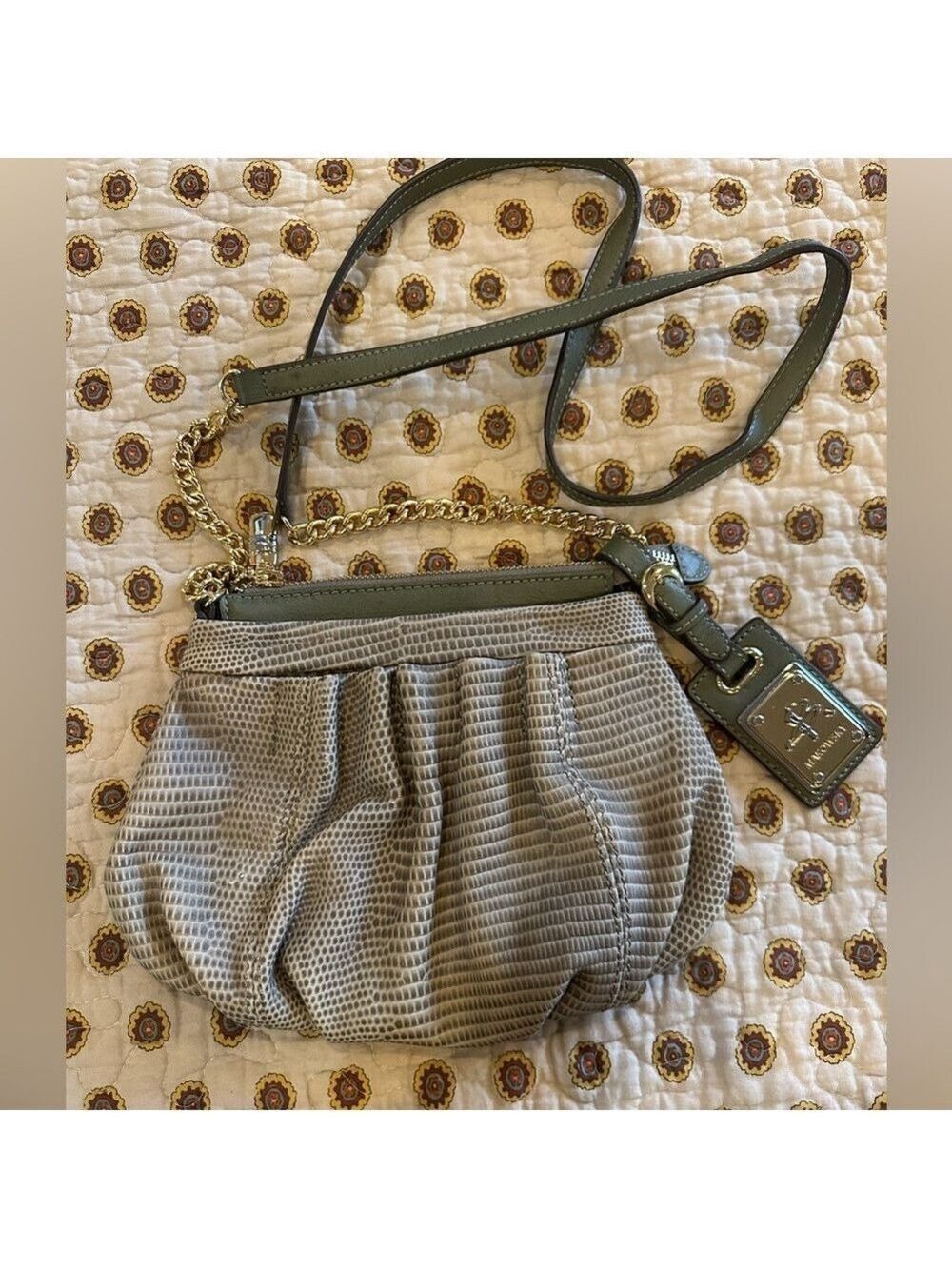 B. Makowsky Leather Snake Embossed Crossbody Bag with Chain Detail Handle